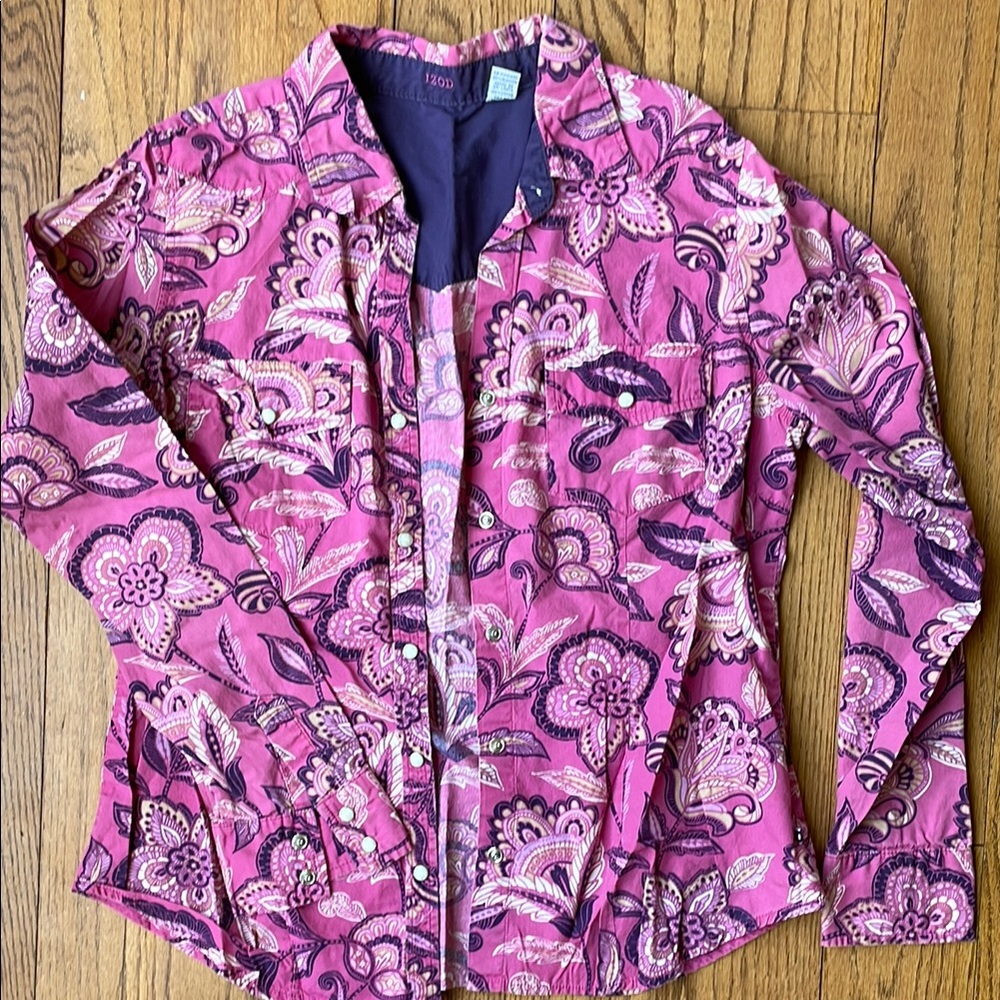 Izod Pink and Purple Paisley Shirt